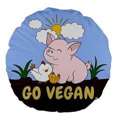 Go Vegan - Cute Pig And Chicken Large 18  Premium Round Cushions