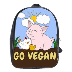 Go Vegan - Cute Pig And Chicken School Bag (xl)