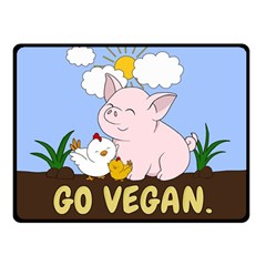 Go Vegan - Cute Pig And Chicken Double Sided Fleece Blanket (small)  by Valentinaart