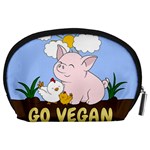 Go Vegan - Cute Pig and Chicken Accessory Pouches (Large)  Back