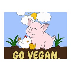 Go Vegan - Cute Pig And Chicken Double Sided Flano Blanket (mini) 