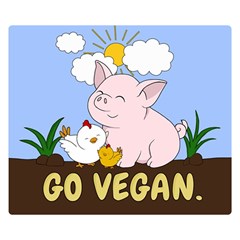 Go Vegan - Cute Pig And Chicken Double Sided Flano Blanket (small)  by Valentinaart