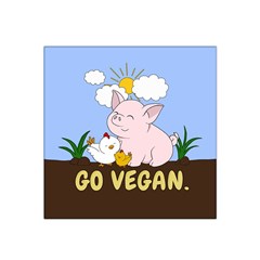 Go Vegan - Cute Pig And Chicken Satin Bandana Scarf by Valentinaart