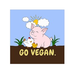 Go Vegan - Cute Pig And Chicken Small Satin Scarf (square) by Valentinaart