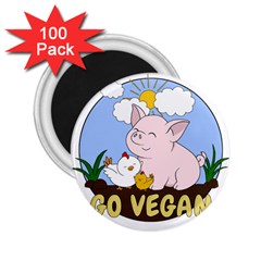 Go Vegan - Cute Pig And Chicken 2 25  Magnets (100 Pack)  by Valentinaart