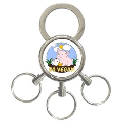 Go Vegan - Cute Pig And Chicken 3-ring Key Chains by Valentinaart