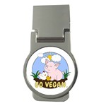 Go Vegan - Cute Pig and Chicken Money Clips (Round)  Front