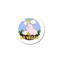 Go Vegan - Cute Pig And Chicken Golf Ball Marker by Valentinaart