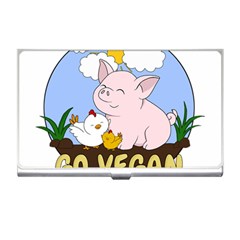 Go Vegan - Cute Pig And Chicken Business Card Holders by Valentinaart