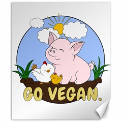 Go Vegan - Cute Pig And Chicken Canvas 8  X 10  by Valentinaart