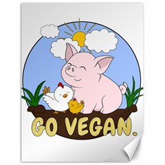 Go Vegan - Cute Pig And Chicken Canvas 18  X 24   by Valentinaart