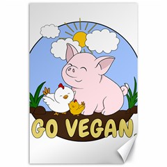 Go Vegan - Cute Pig And Chicken Canvas 24  X 36  by Valentinaart