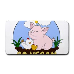 Go Vegan - Cute Pig And Chicken Medium Bar Mats by Valentinaart