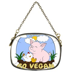 Go Vegan - Cute Pig And Chicken Chain Purses (one Side)  by Valentinaart