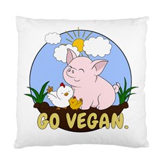 Go Vegan - Cute Pig And Chicken Standard Cushion Case (two Sides) by Valentinaart