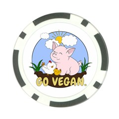 Go Vegan - Cute Pig And Chicken Poker Chip Card Guard (10 Pack) by Valentinaart