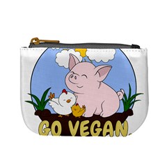 Go Vegan - Cute Pig And Chicken Mini Coin Purses by Valentinaart