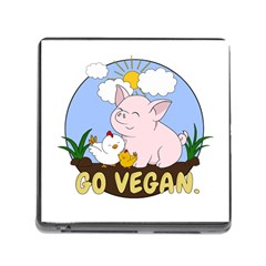 Go Vegan - Cute Pig And Chicken Memory Card Reader (square) by Valentinaart