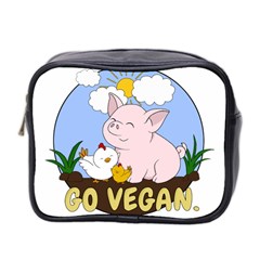 Go Vegan - Cute Pig And Chicken Mini Toiletries Bag 2-side by Valentinaart