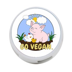 Go Vegan - Cute Pig And Chicken 4-port Usb Hub (two Sides)  by Valentinaart