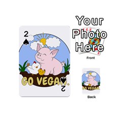 Go Vegan - Cute Pig And Chicken Playing Cards 54 (mini)  by Valentinaart