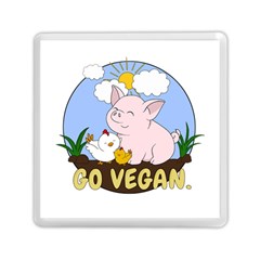 Go Vegan - Cute Pig And Chicken Memory Card Reader (square)  by Valentinaart