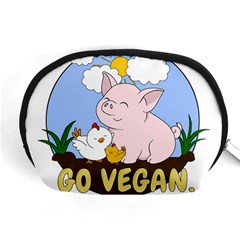 Go Vegan - Cute Pig And Chicken Accessory Pouches (medium)  by Valentinaart