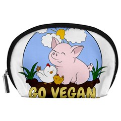 Go Vegan - Cute Pig And Chicken Accessory Pouches (large)  by Valentinaart