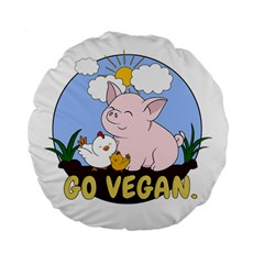 Go Vegan - Cute Pig And Chicken Standard 15  Premium Flano Round Cushions by Valentinaart