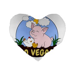 Go Vegan - Cute Pig And Chicken Standard 16  Premium Flano Heart Shape Cushions by Valentinaart