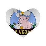 Go Vegan - Cute Pig and Chicken Standard 16  Premium Flano Heart Shape Cushions Front