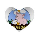 Go Vegan - Cute Pig and Chicken Standard 16  Premium Flano Heart Shape Cushions Back