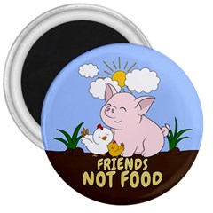 Friends Not Food - Cute Pig And Chicken 3  Magnets by Valentinaart