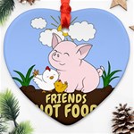 Friends Not Food - Cute Pig and Chicken Ornament (Heart) Front