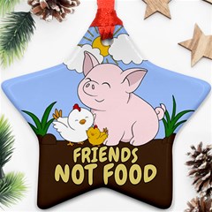 Friends Not Food - Cute Pig And Chicken Ornament (star) by Valentinaart