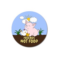 Friends Not Food - Cute Pig And Chicken Magnet 3  (round) by Valentinaart