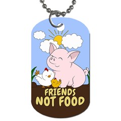 Friends Not Food - Cute Pig And Chicken Dog Tag (one Side) by Valentinaart