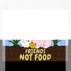 Friends Not Food - Cute Pig And Chicken Rectangular Jigsaw Puzzl by Valentinaart