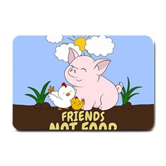 Friends Not Food - Cute Pig And Chicken Small Doormat  by Valentinaart