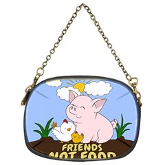 Friends Not Food - Cute Pig And Chicken Chain Purses (one Side)  by Valentinaart