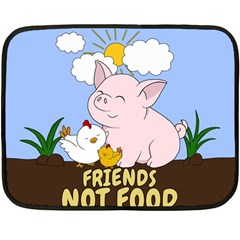 Friends Not Food - Cute Pig And Chicken Double Sided Fleece Blanket (mini)  by Valentinaart