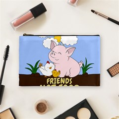 Friends Not Food - Cute Pig And Chicken Cosmetic Bag (medium)  by Valentinaart