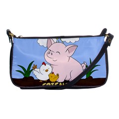 Friends Not Food - Cute Pig And Chicken Shoulder Clutch Bags by Valentinaart