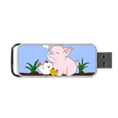 Friends Not Food - Cute Pig And Chicken Portable Usb Flash (one Side) by Valentinaart