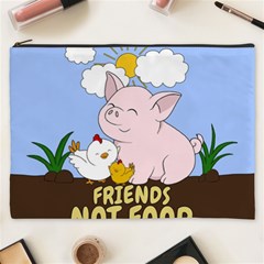 Friends Not Food - Cute Pig And Chicken Cosmetic Bag (xxxl)  by Valentinaart