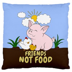 Friends Not Food - Cute Pig And Chicken Standard Flano Cushion Case (one Side) by Valentinaart