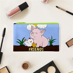 Friends Not Food - Cute Pig And Chicken Cosmetic Bag (xs) by Valentinaart