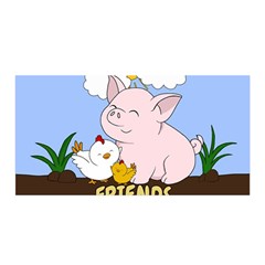 Friends Not Food - Cute Pig And Chicken Satin Wrap by Valentinaart