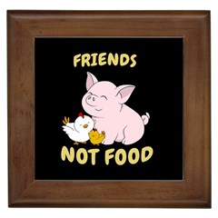 Friends Not Food - Cute Pig And Chicken Framed Tiles by Valentinaart