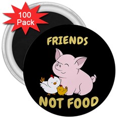 Friends Not Food - Cute Pig And Chicken 3  Magnets (100 Pack) by Valentinaart